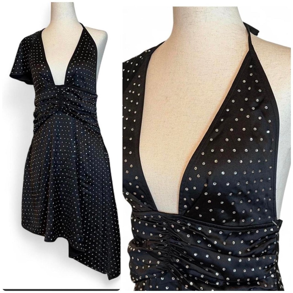 NWT WeWoreWhatβ Crystal Asymmetrical Cocktail Dress. Size 6
